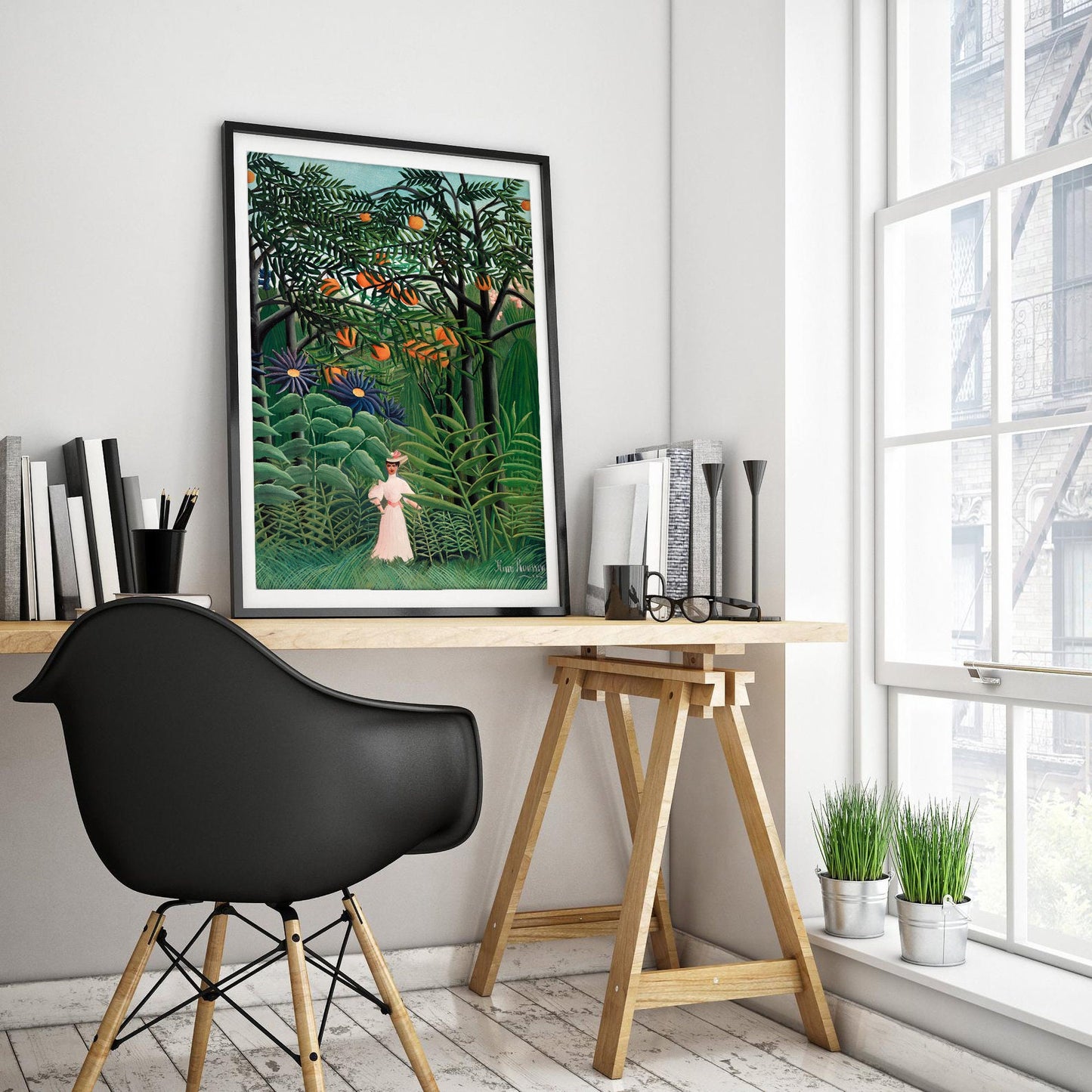 Woman Walking in an Exotic Forest Art Print