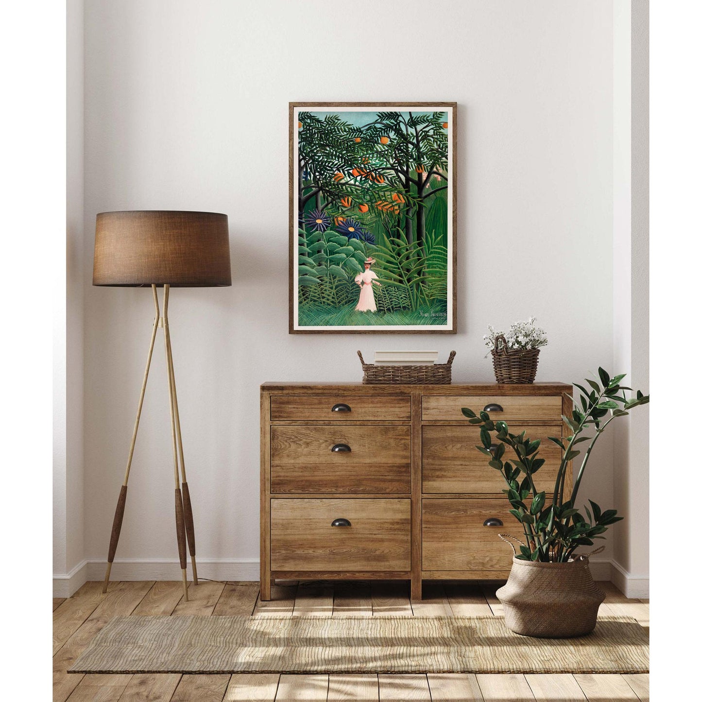 Woman Walking in an Exotic Forest Art Print