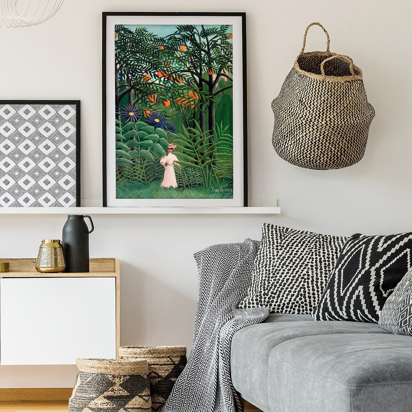 Woman Walking in an Exotic Forest Art Print