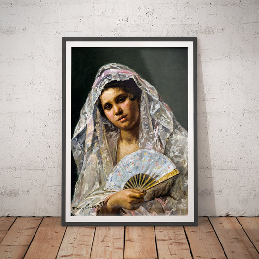 Spanish Dancer Wearing a Lace Mantilla Art Print