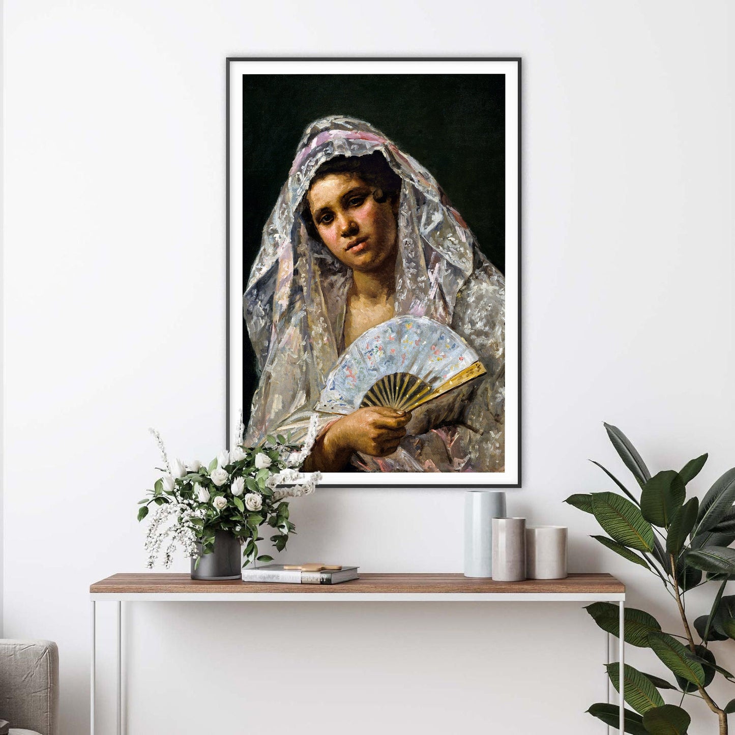 Spanish Dancer Wearing a Lace Mantilla Art Print