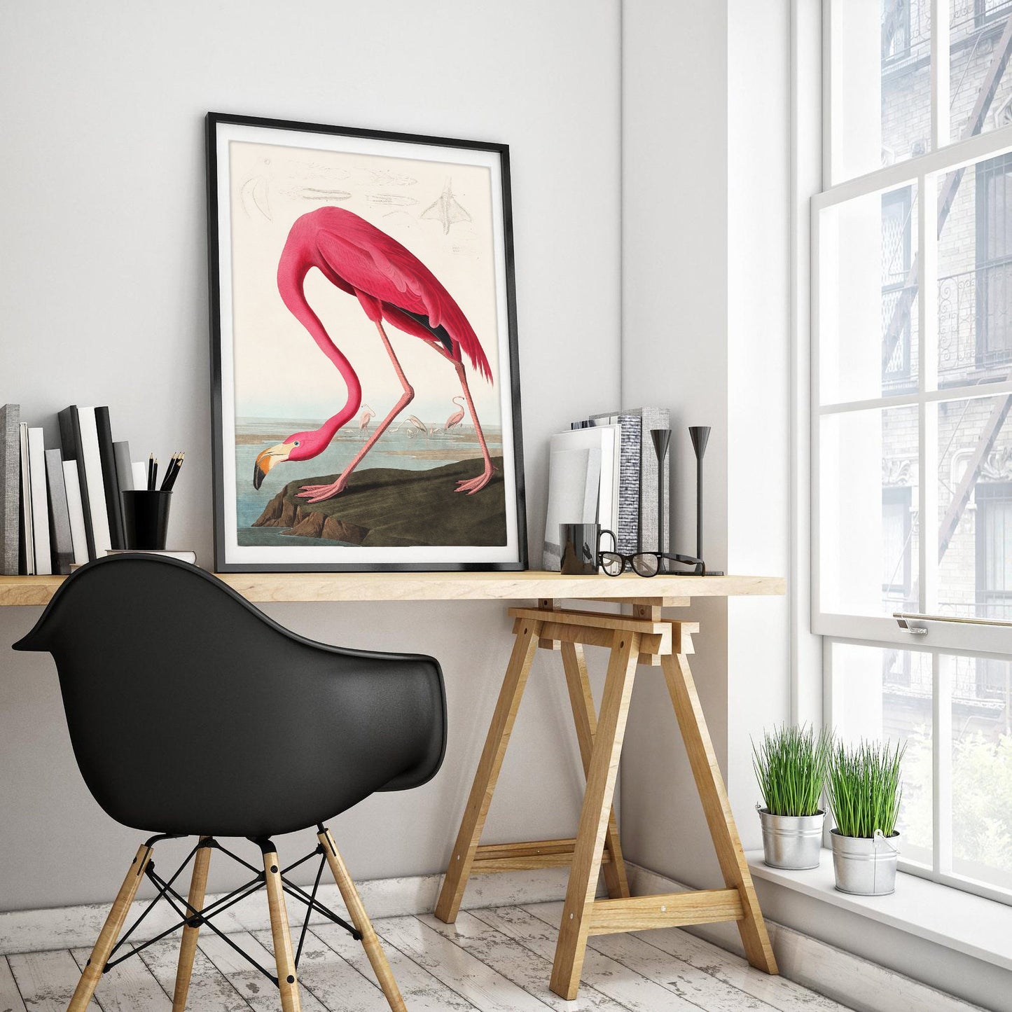 Pink Flamingo by John James Audubon Art Print