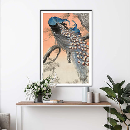 Two Peacocks on Tree Branch Art Print