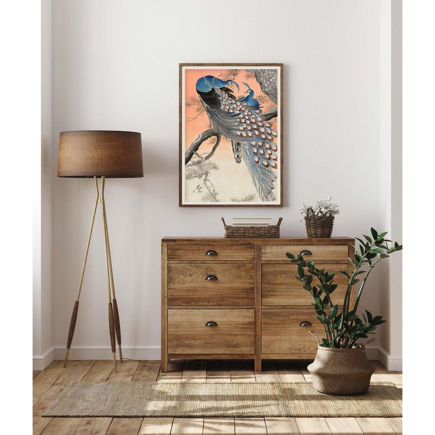 Two Peacocks on Tree Branch Art Print