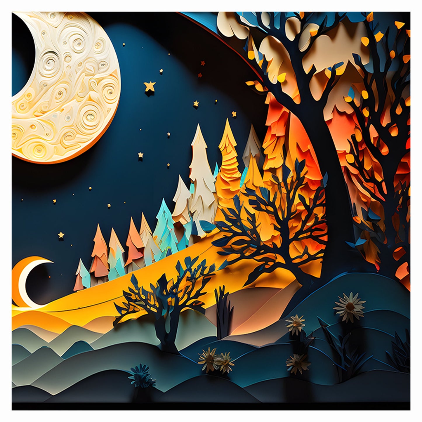 Lunar Dreams Papercut Art Print