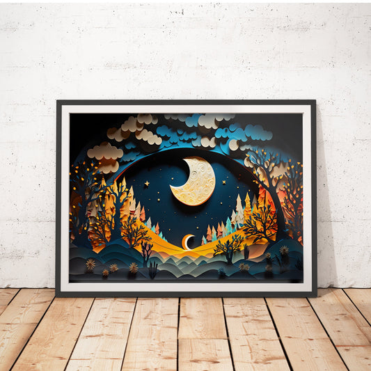 Lunar Dreams Papercut Art Print