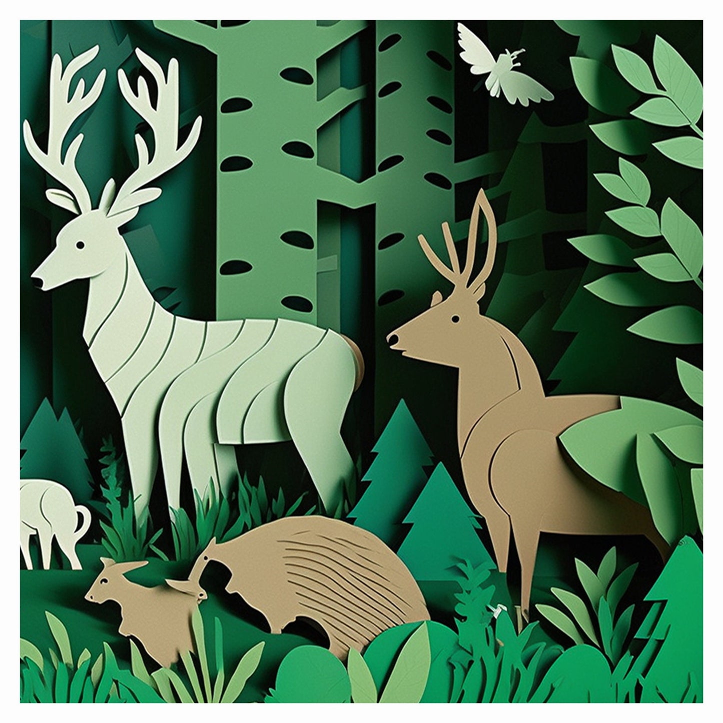 Enchanted Forest Papercut Art Print