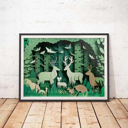 Enchanted Forest Papercut Art Print