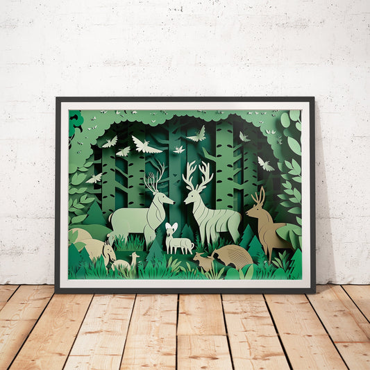 Enchanted Forest Papercut Art Print