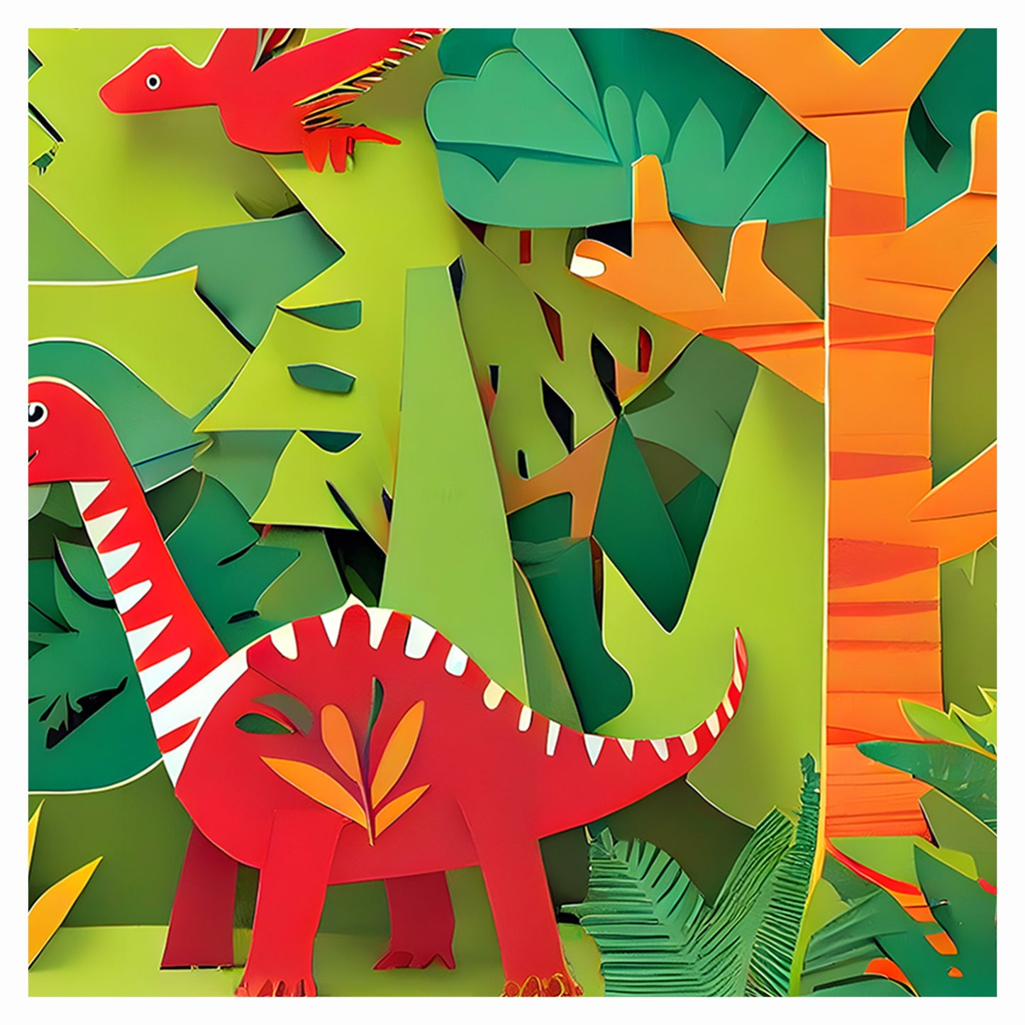 Dinosaur Adventure Papercraft Art Print