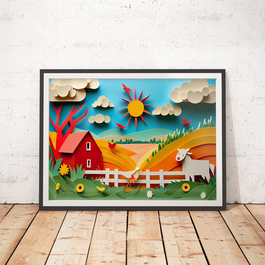 Farmyard Fun Papercraft Art Print