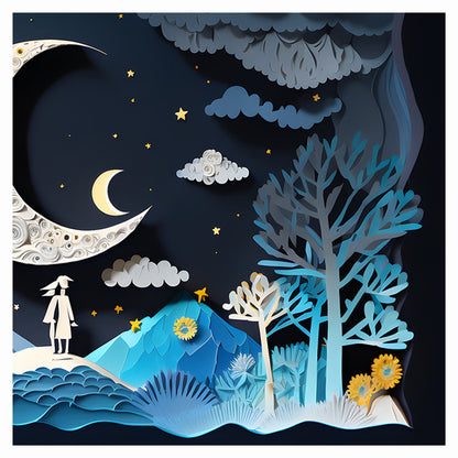 Moonlit Adventure Papercut Art Print