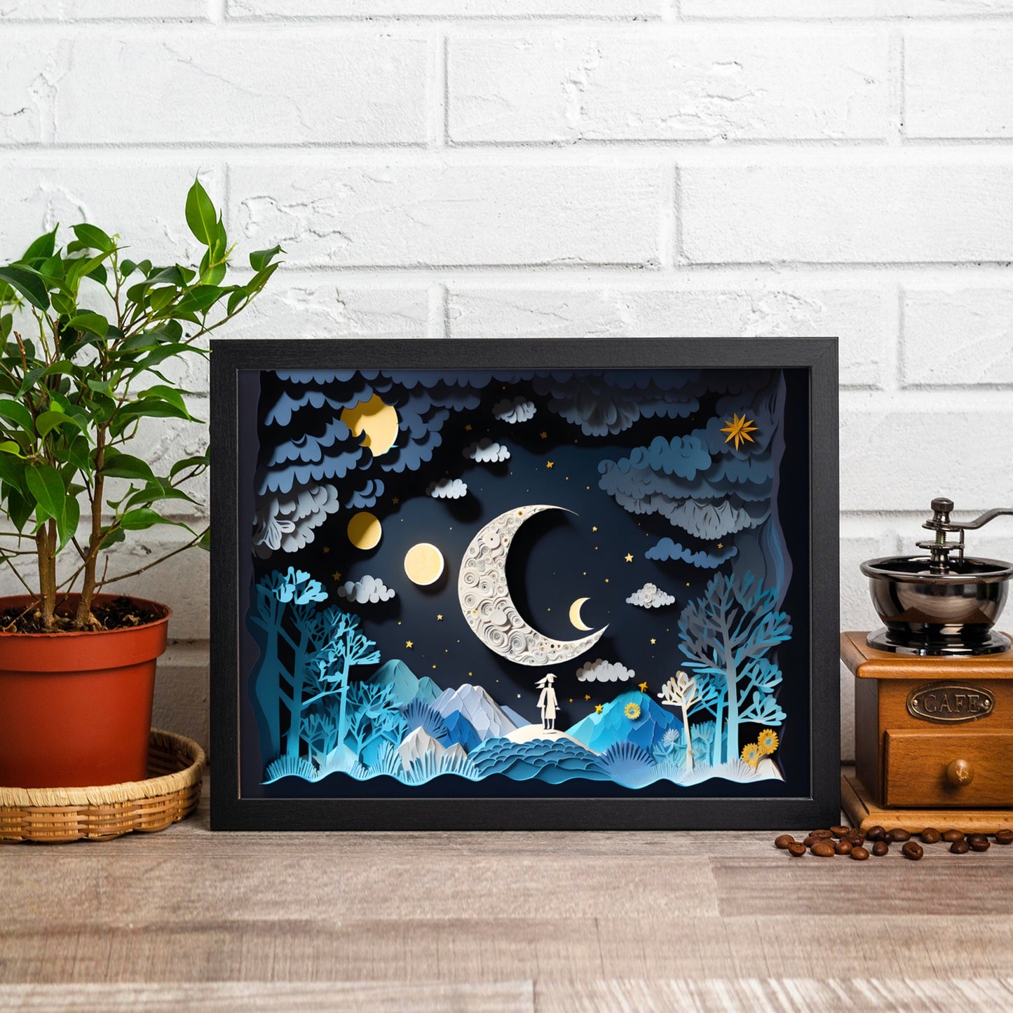 Moonlit Adventure Papercut Art Print