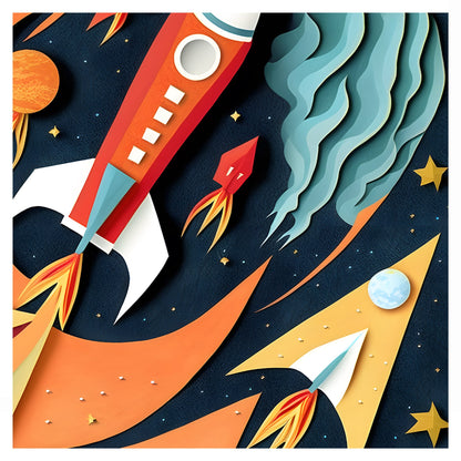 Rocket Adventure Papercraft Art Print