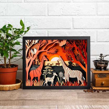 Sunset Safari Papercraft Art Print