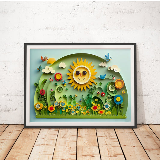 Sunny Meadows Papercraft Art Print