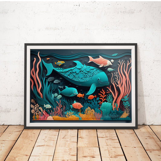 Ocean Whimsy Papercut Art Print