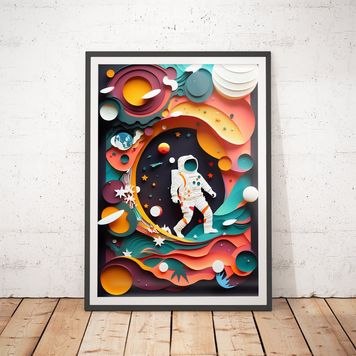 Galactic Explorer Astronaut Papercraft Art Print