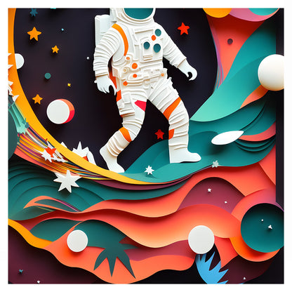 Galactic Explorer Astronaut Papercraft Art Print