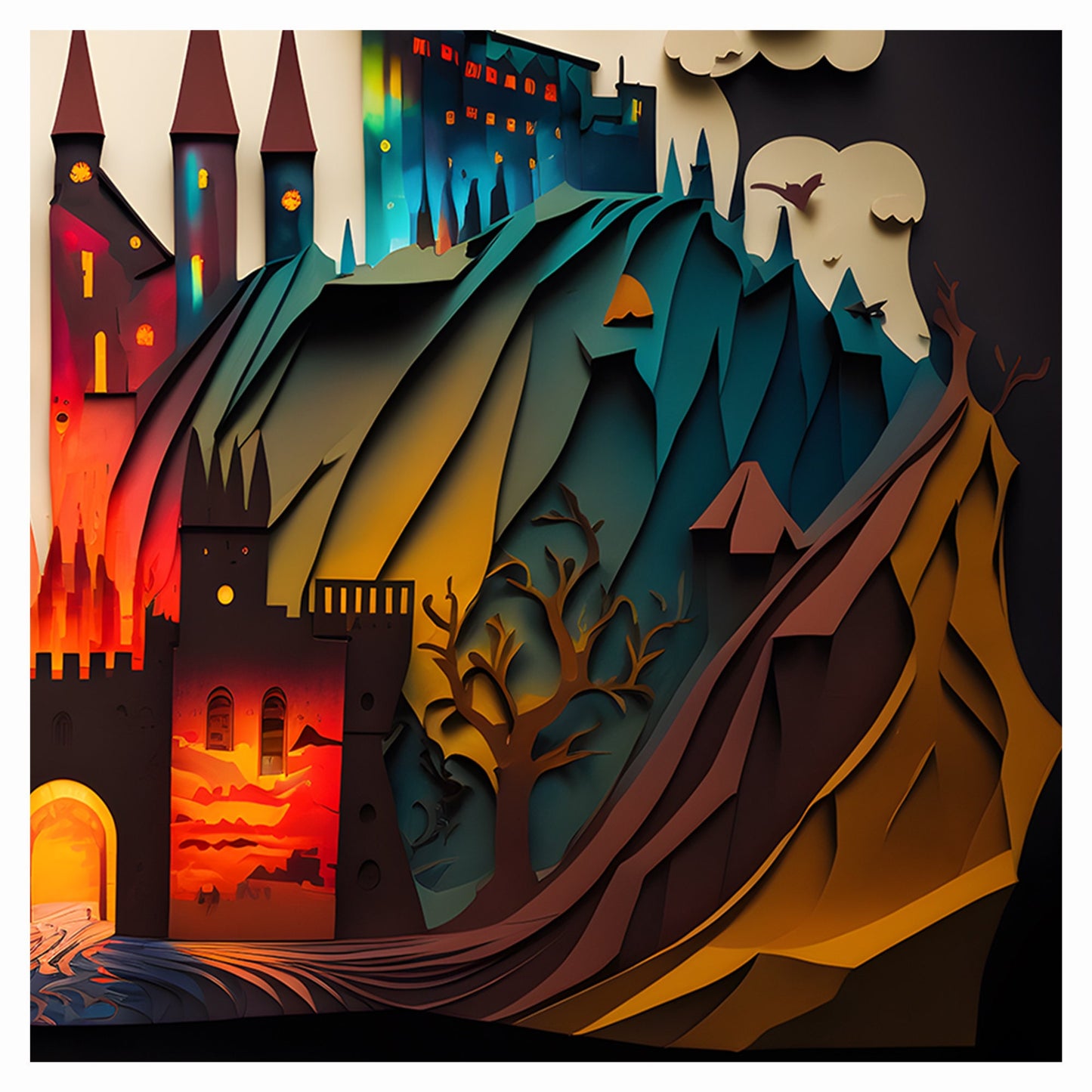 Magical Hogwarts Castle Papercut Art Print