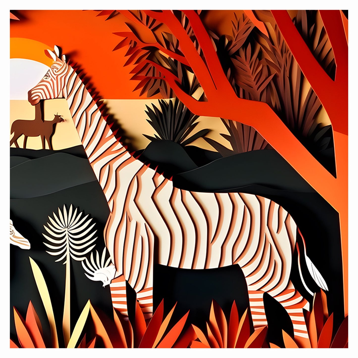 Sunset Safari Papercraft Art Print