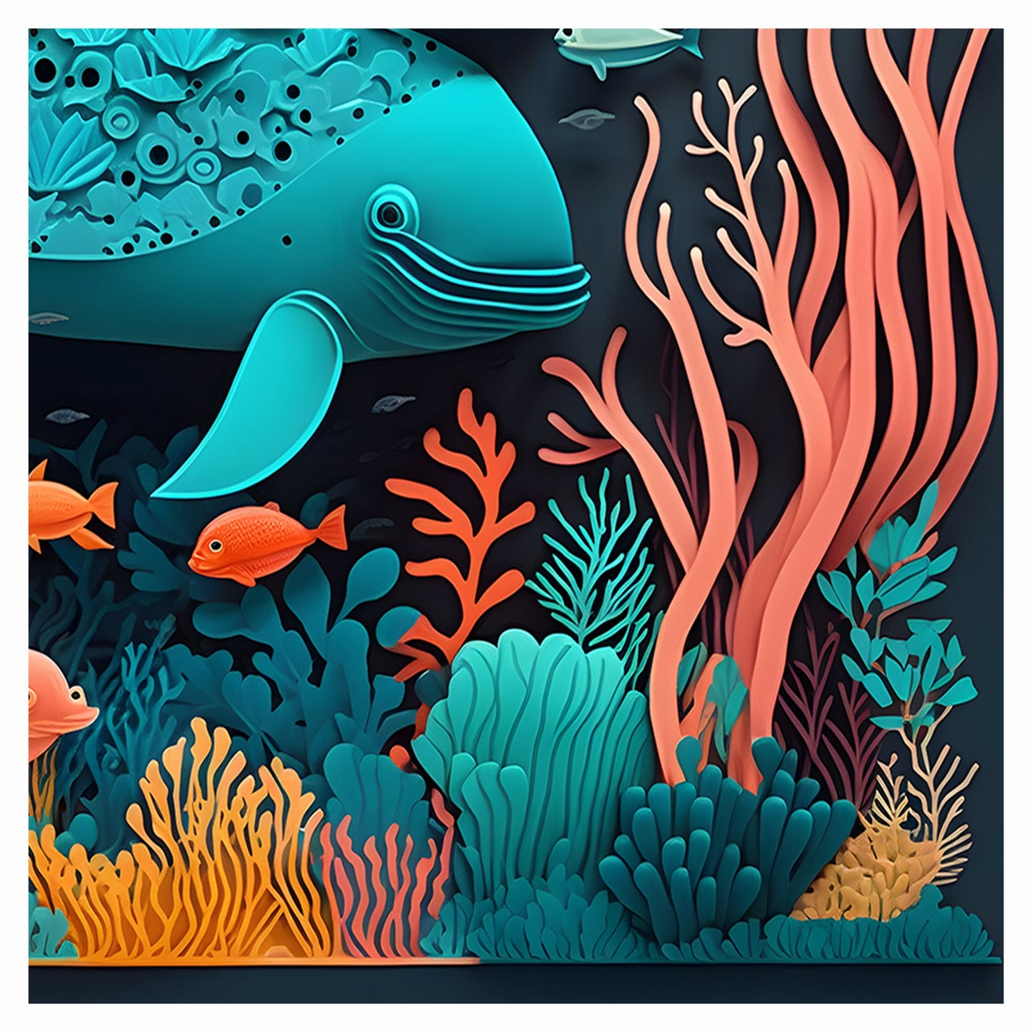 Ocean Whimsy Papercut Art Print