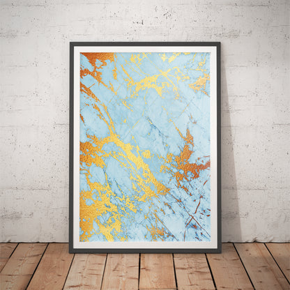 Sapphire Elegance - Luxury Gold Marble Art Print