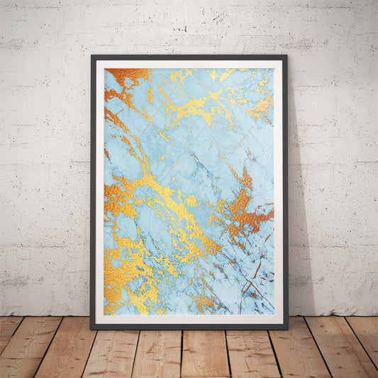 Sapphire Elegance - Luxury Gold Marble Art Print